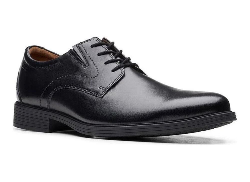 clarks whiddon plain black leather